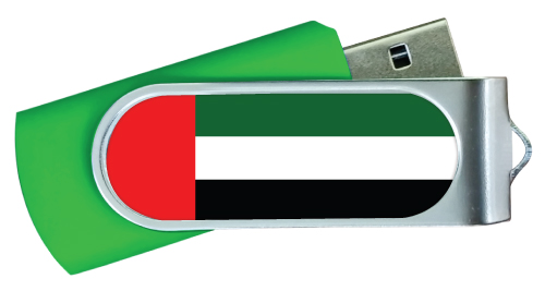 UAE Flag Swivel USB Flash Drives Green