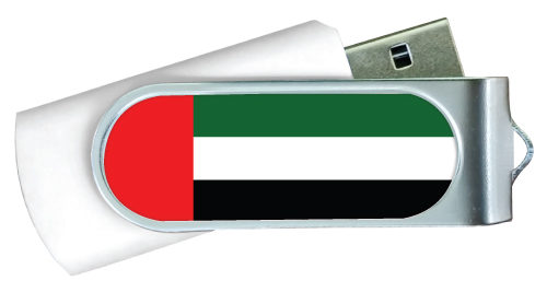UAE Flag Swivel USB Flash Drives White