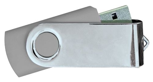 USB Flash Drives Mirror Shiny Silver Swivel - Grey 4GB