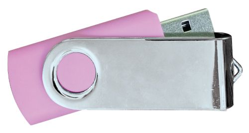 USB Flash Drives Mirror Shiny Silver Swivel - Pink 4GB