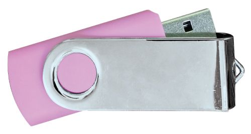 USB Flash Drives Mirror Shiny Silver Swivel - Pink 16GB