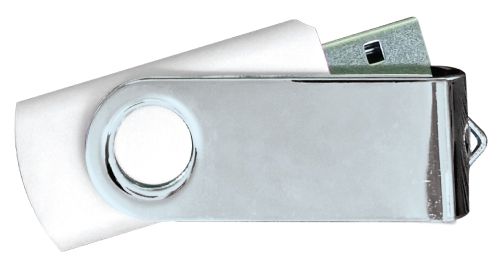 USB Flash Drives Mirror Shiny Silver Swivel - White 4GB