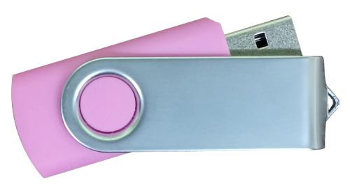 USB Flash Drives Matt Silver Swivel - Pink 8GB