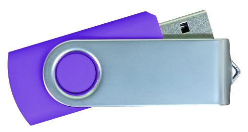 USB Flash Drives Matt Silver Swivel - Purple 8GB