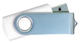 USB Flash Drives Matt Silver Swivel - White 4GB