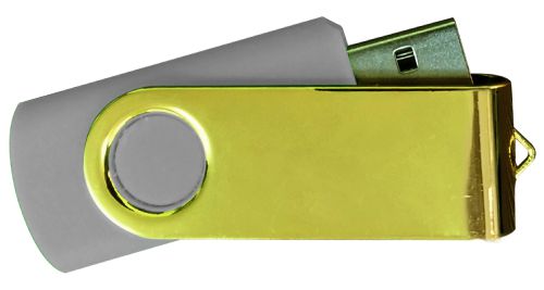 USB Flash Drives Mirror Shiny Gold Swivel - Grey 32GB