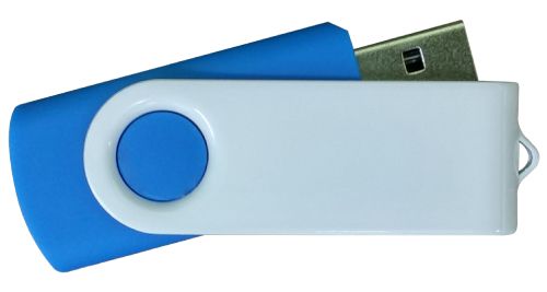 USB Flash Drives - Navy Blue with White Swivel 4GB