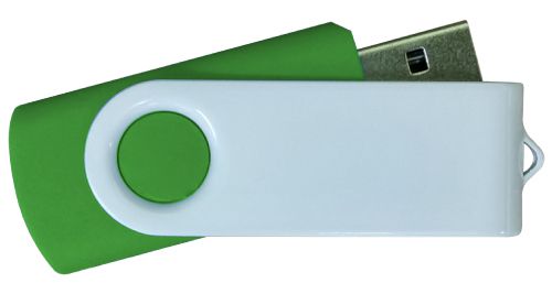 USB Flash Drives - Green with White Swivel 4GB