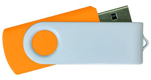 USB Flash Drives - Orange with White Swivel 8GB