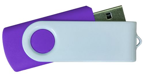 USB Flash Drives - Purple with White Swivel 4GB