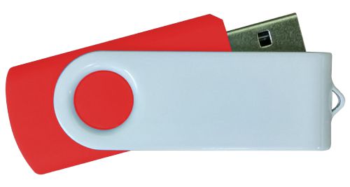 USB Flash Drives - Red with White Swivel 4GB
