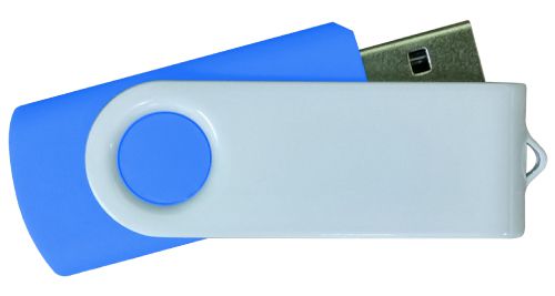 USB Flash Drives - Royal Blue with White Swivel 8GB
