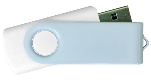 USB Flash Drives - White with White Swivel 16GB