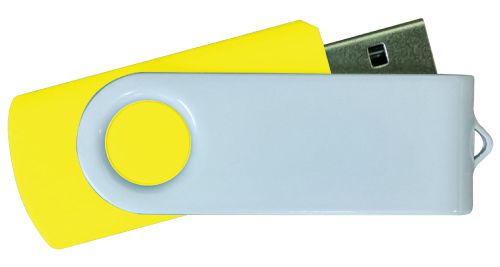 USB Flash Drives - Yellow with White Swivel 8GB 