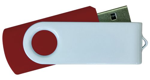 USB Flash Drives - Maroon with White Swivel 8GB