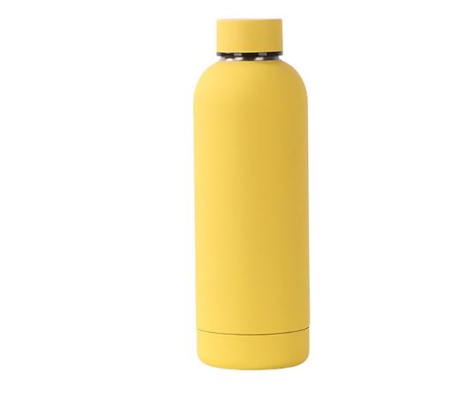 YELLOW  Wholesale Outdoor Frosted Portable Popular 500ml Insulated Stainless Steel Sports Water Bottle EL-TM55