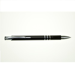 Black Plastic Pen With Silver Rings