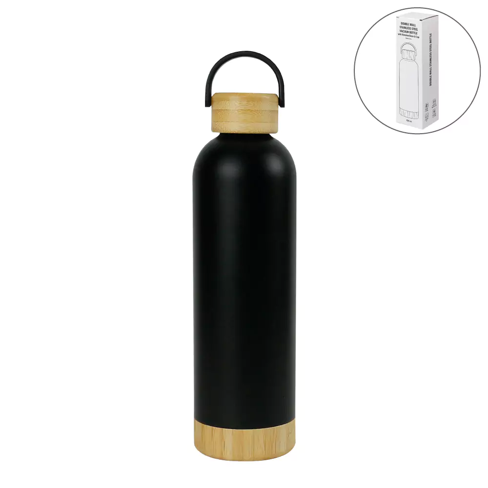 Canis Major Double Wall SS Bottles with Bamboo Base & Lid 750 ml