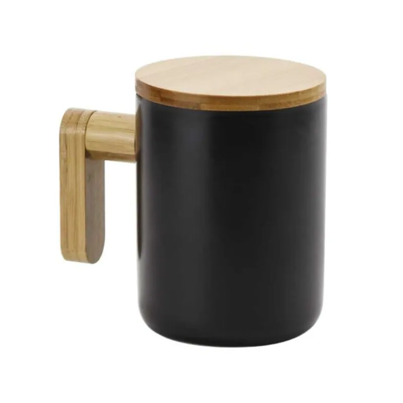 Crux Ceramic Coffee Mugs with Bamboo Handle and Lid 380ml