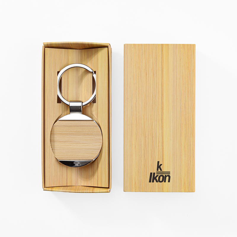 Corvus Eco-Friendly Bamboo Wood Round Shape  Keychain