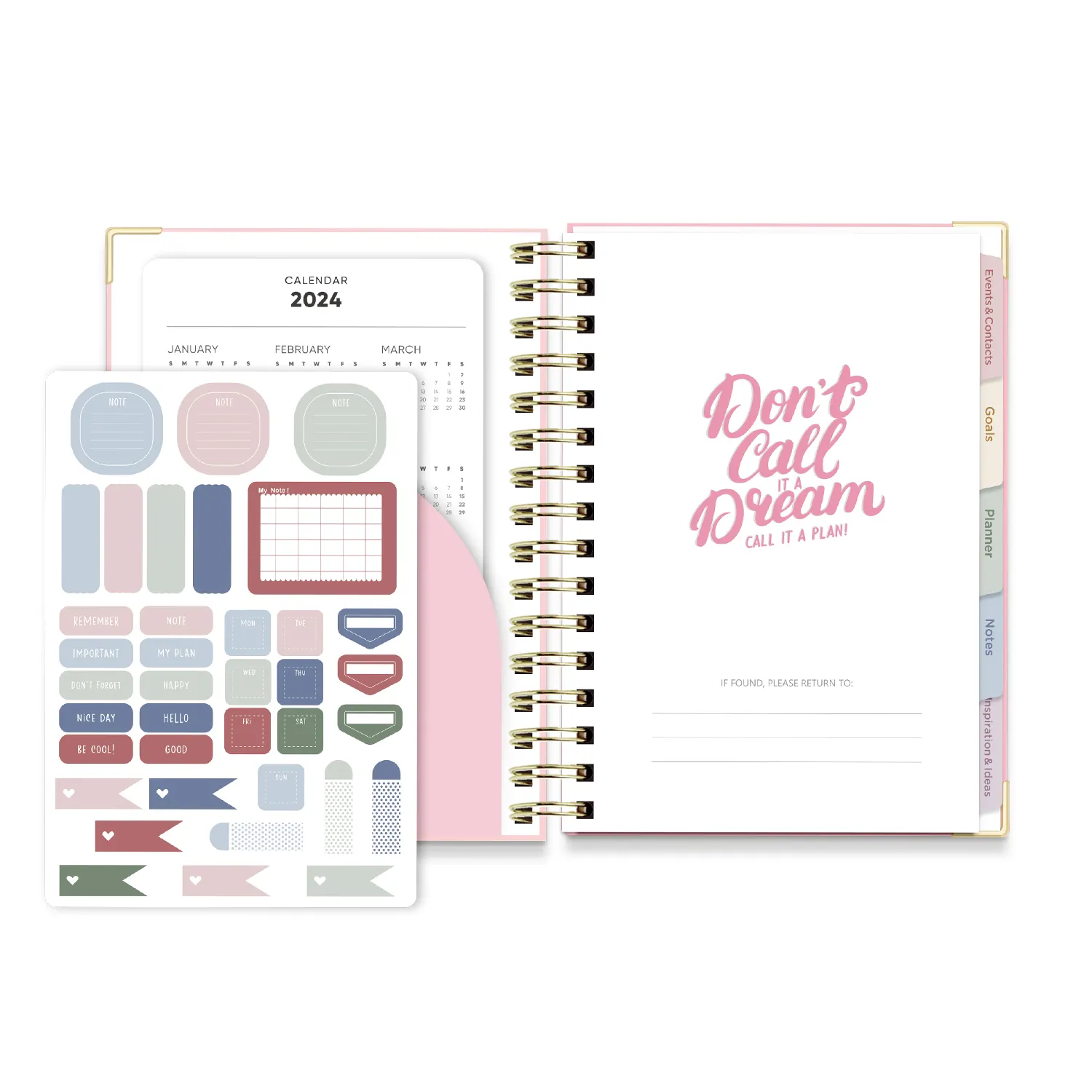 Taurus Custom Planner Stationery Set Notebook Set Pink Spiral Mon