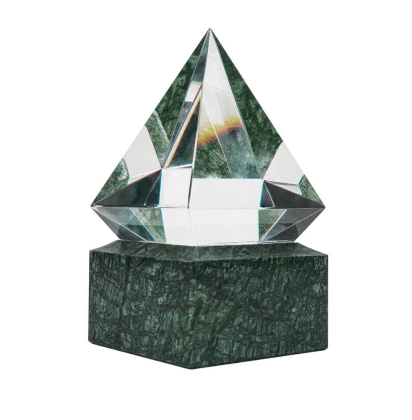 Diamond Shaped Crystal Awards with Marble Base