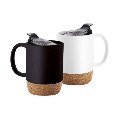 Double Wall Coffee Mug Bottom Cork with Splash proof Lid