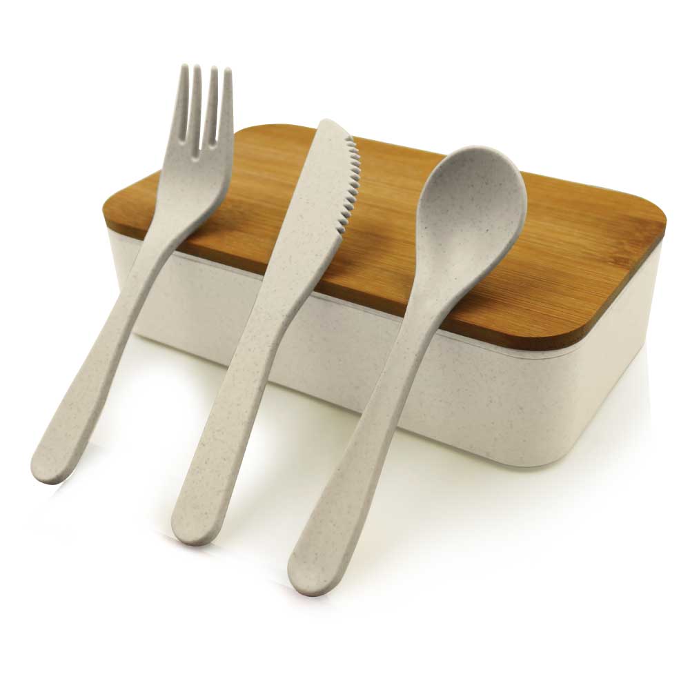  Wheat Straw Double portion Lunch Box with Bamboo Lid