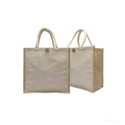 Jute with Cotton Mix with Natural Color, Long Cotton Webbing Handles