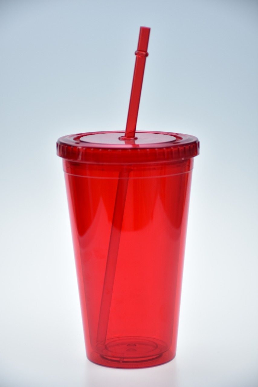 Promotional Reusable Tumblers Cups with Straw Red ELTM-01-R Promotional Reusable Tumblers Cups with Straw Red ELTM-01-R