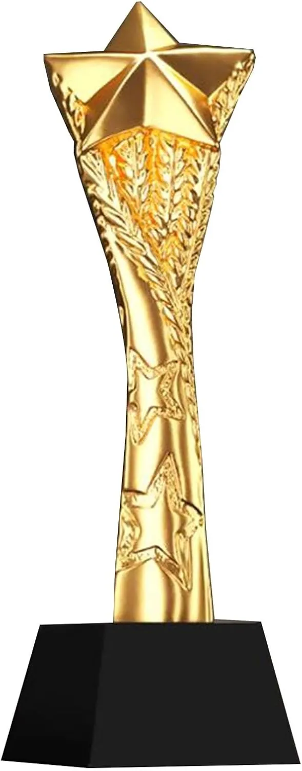 Glod Star Trophy With Black Base