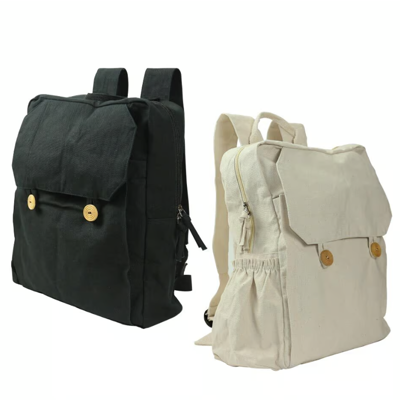 Grus Cotton Backpacks with Zipper Closure