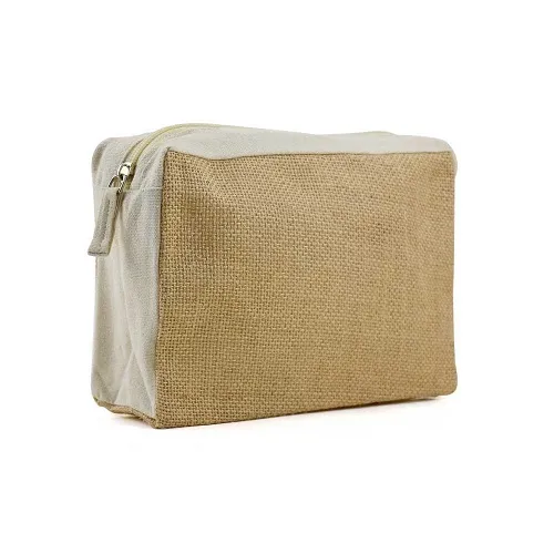 Jute With Cotton Zipper Pouch