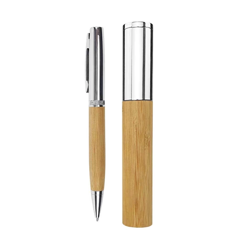  Metal and Bamboo Pens with Tube Box