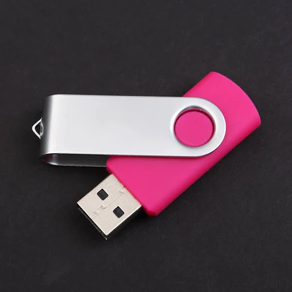 USB Flash Drives - Pink with White Swivel 16GB