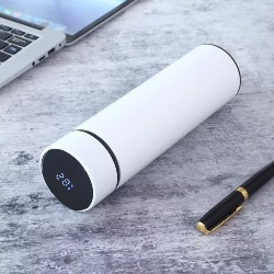 Smart LED Active Temperature Display Indicator Insulated Stainless Steel Flask Bottle - White