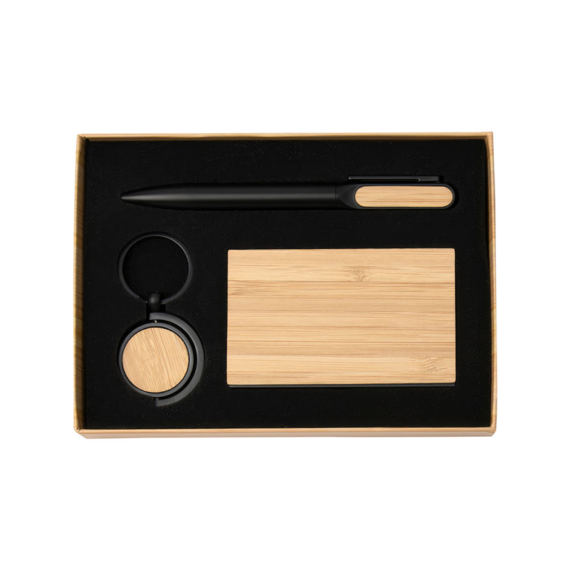 Taurus Wooden Gift Set with Card Holder, Key Chain & Metal Pen