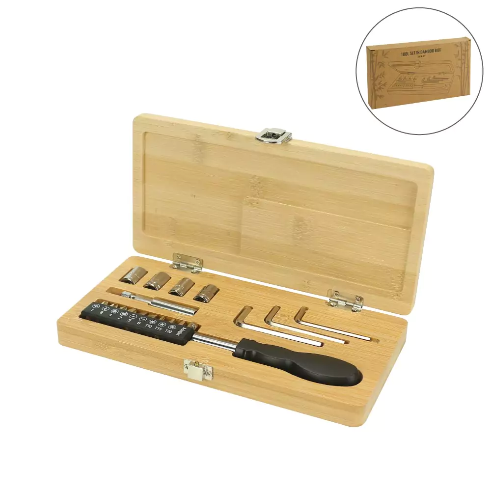 Cancer Tool Set in Bamboo Box with Silver Lock