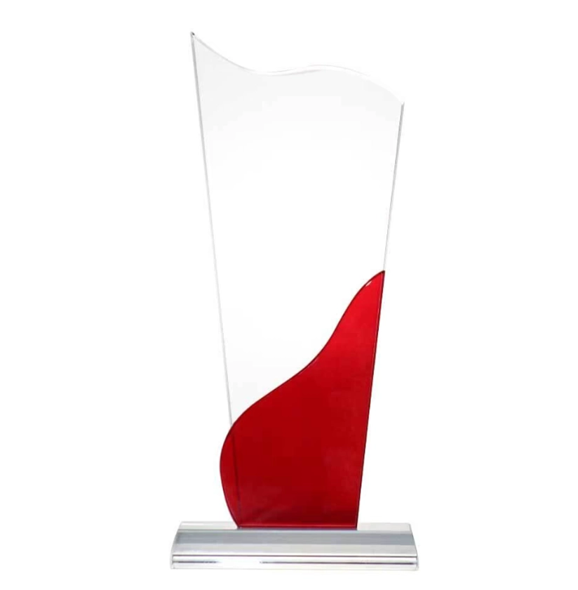 Tower Shaped Crystal Awards, Clear & Red Design with Box Tower Shaped Crystal Awards, Clear & Red Design with Box